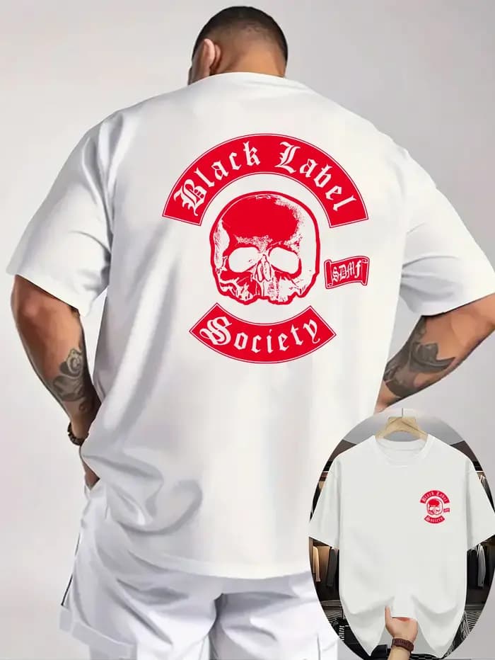 Black Label Society crâne conception graphique T-Shirt 100% coton col rond manches courtes été décon