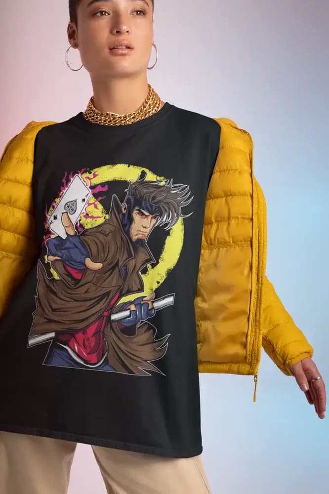 Gambit Card Trick T-Shirt x-men pour hommes, chemise unisexe grise, toutes tailles