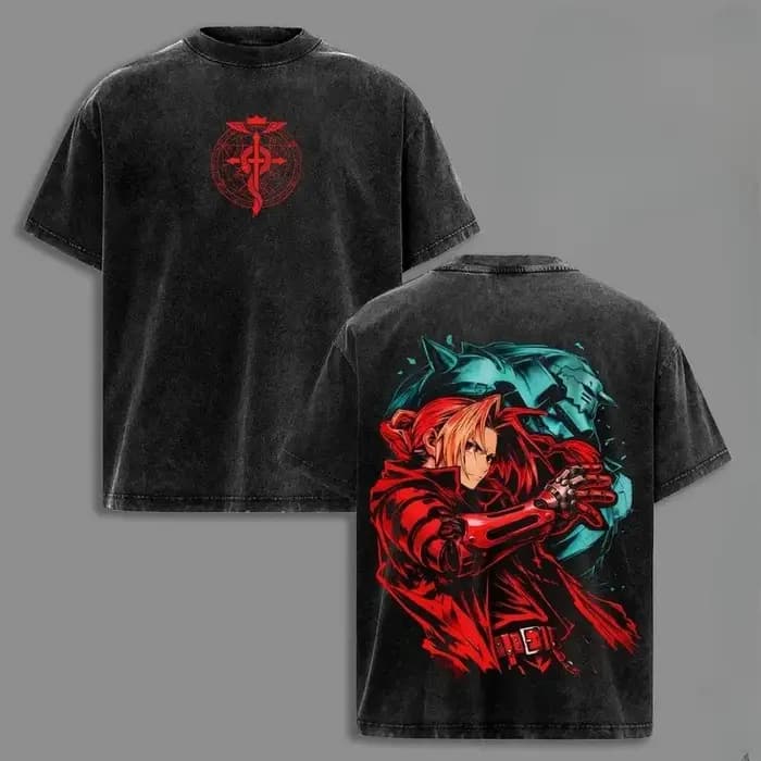 T-shirt imprimé Hot Anime Fullmetal Alchemist Edward Elric pour hommes et femmes