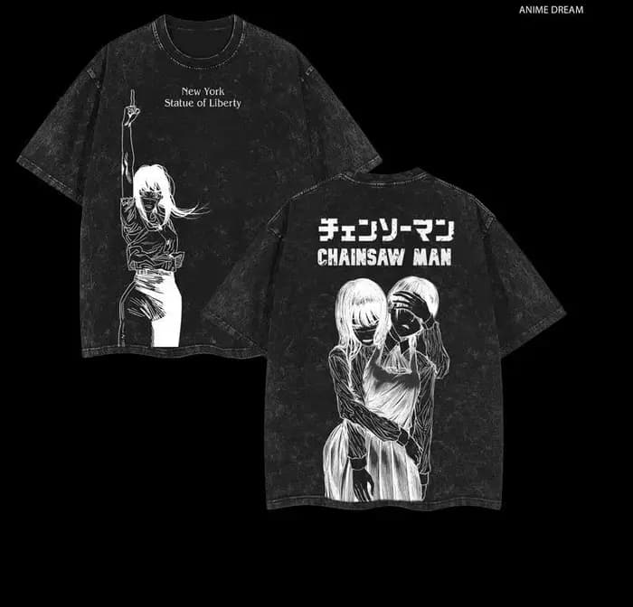 Mitaka Asa tronçonneuse homme Manga T-Shirt Vintage lavé mode Y2k