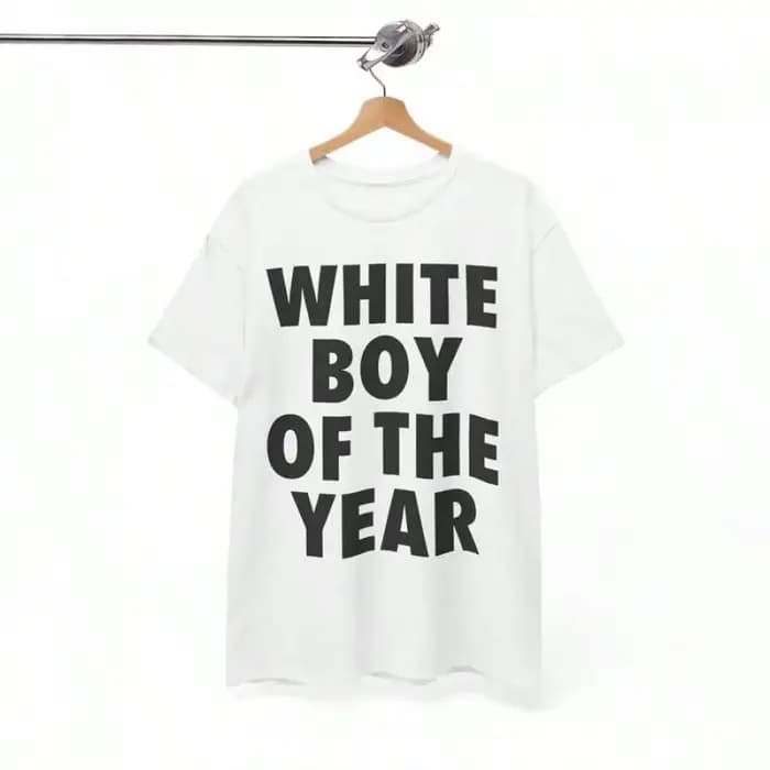 Blanc garçon de l'année chemise hommes femmes surdimensionné été coton imprimé à manches courtes T-shirt rétro