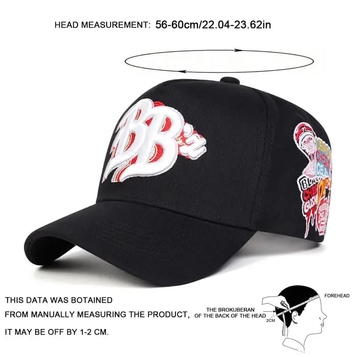 Casquettes de baseball unisexes brodées avec la lettre BB