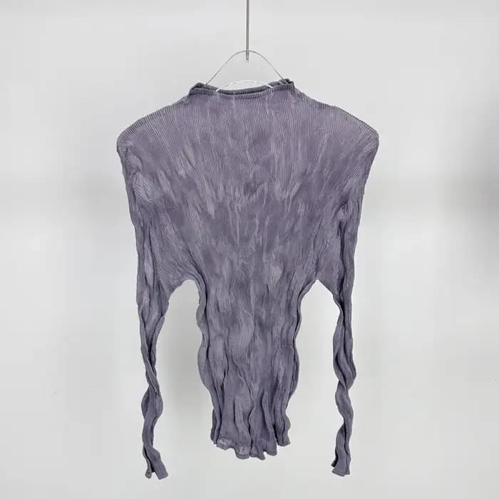 T-shirt femme polyvalent élégant élastique mince décontracté 2025 été nouveau hauts pullover Miyake