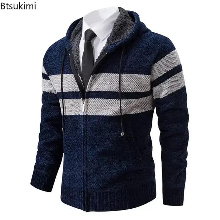 Nouveau 2026 hommes à capuche Cardigans pull manteaux tricoté