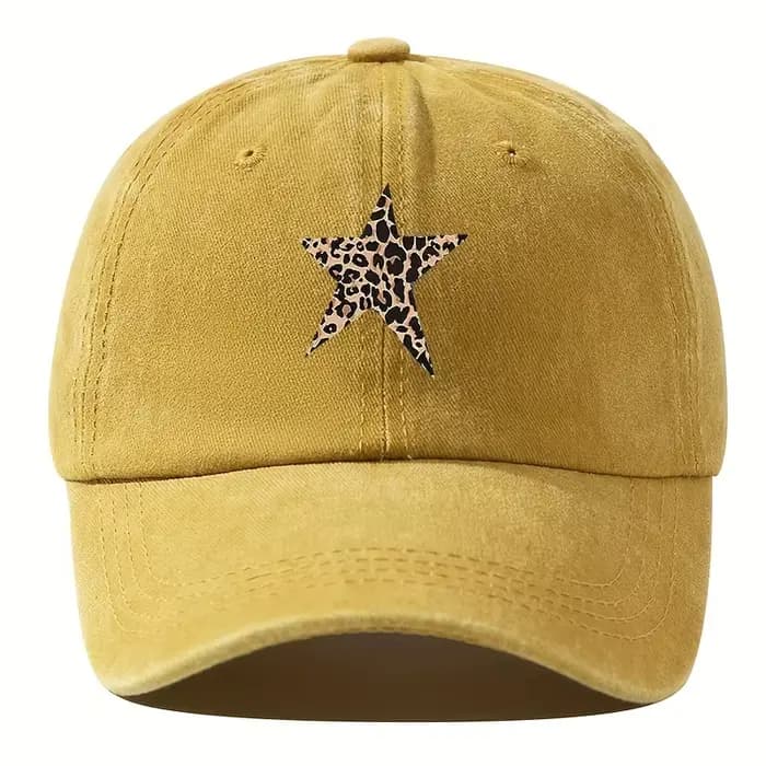 Casquette de baseball imitation rétro avec motif étoile imprimé léopard pour les loisirs