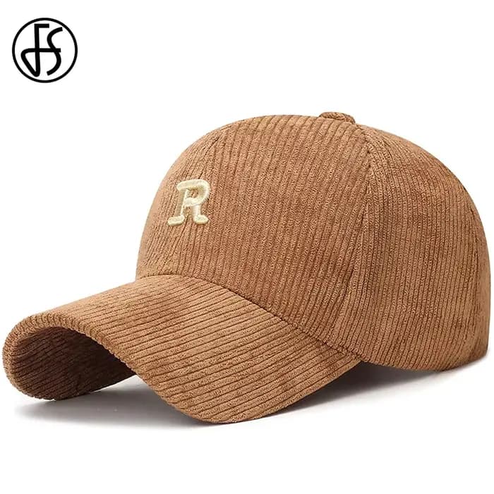 Casquette de baseball en velours côtelé FS Brown à grandes lettres pour hommes et femmes