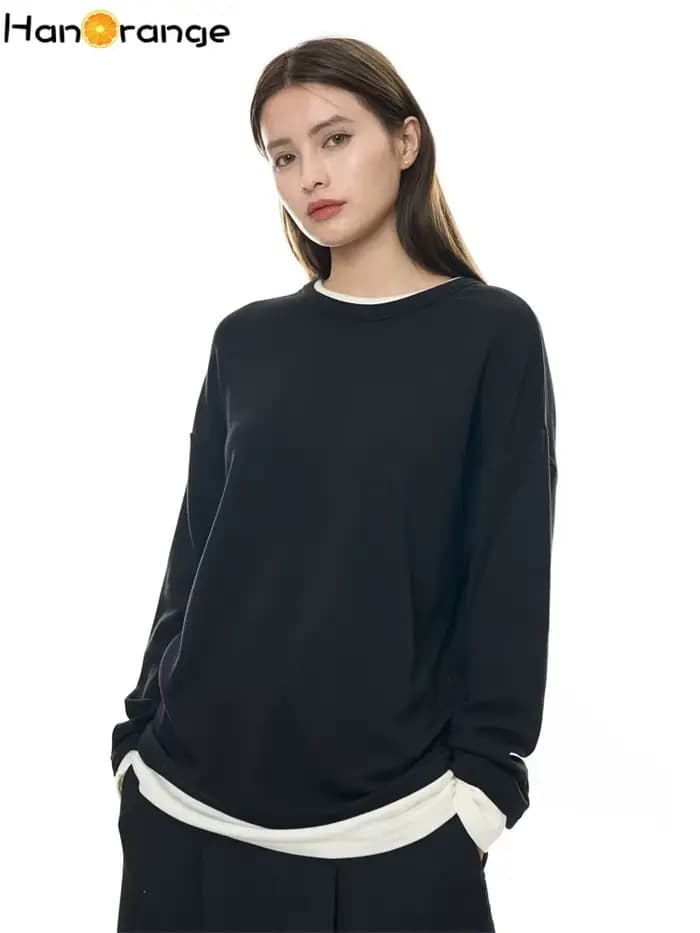 T-shirt en molleton brossé effet deux pièces HanOrange 2026, collection Printemps Précoce, pour femm