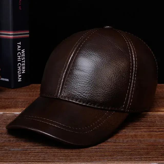 Casquette de baseball en cuir véritable pour hommes