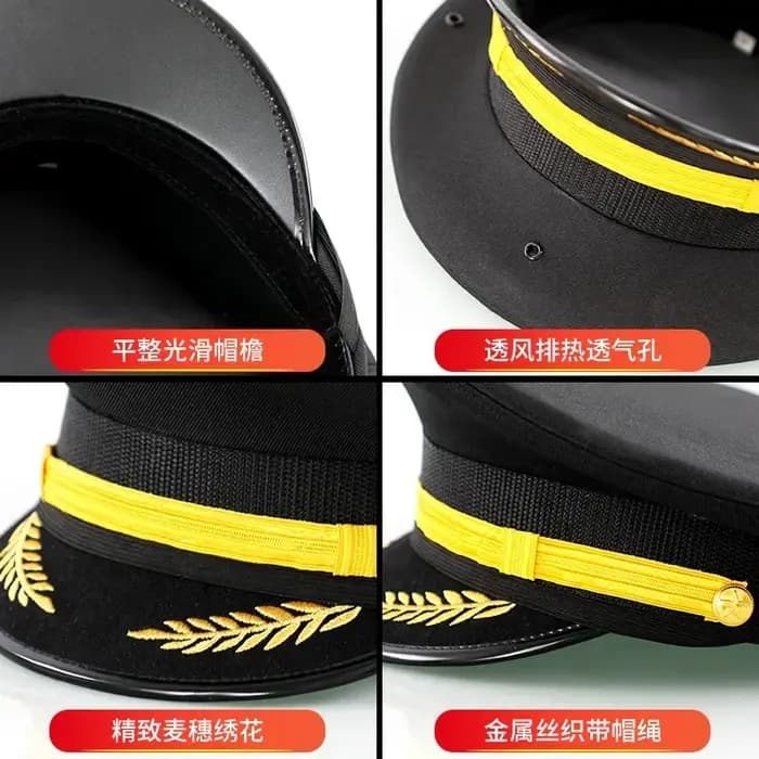Casquette pilote 2026, chapeau réglable en cuir PU avec badge en métal