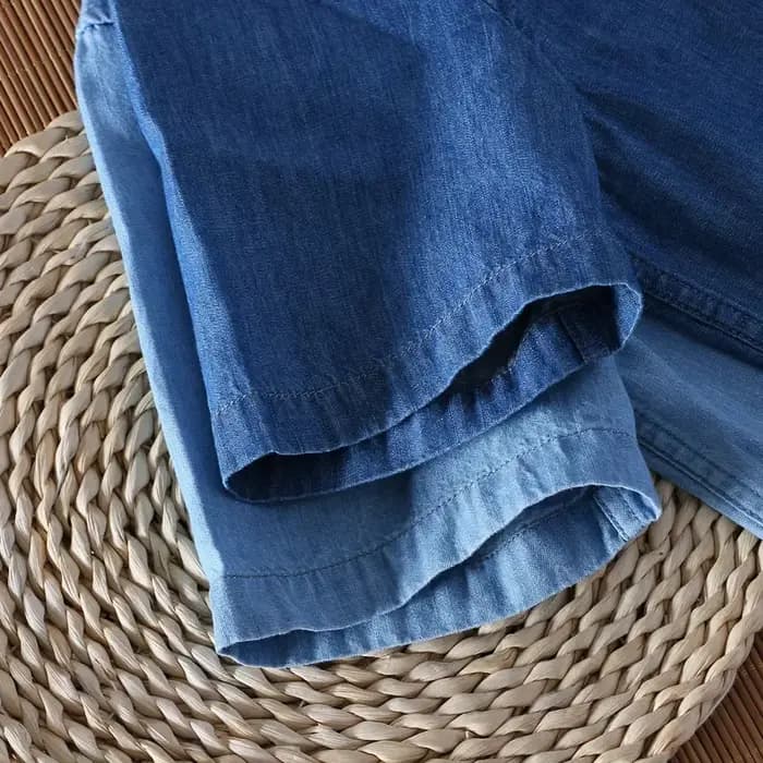 Chemise en denim slim à manches courtes pour hommes