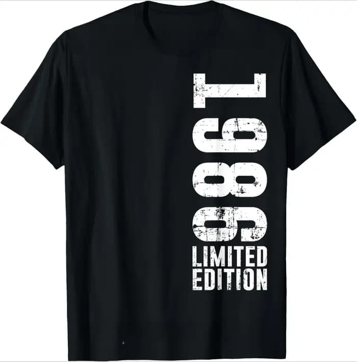 T-shirt unisexe à manches courtes pour hommes, style streetwear, avec motif cassette vintage 1986, idéal pour les 40 ans, coupe ample