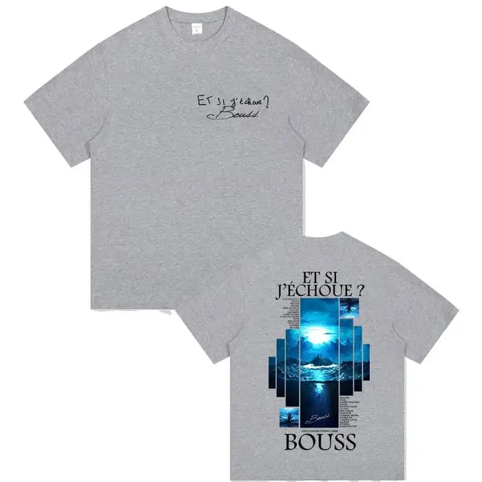 Rappeur BOUSS ET SI J'ECHOUE? Tour 2025 t-shirt graphique hommes rétro Hip Hop manches courtes T-shirts pur coton