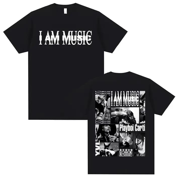 T-shirt pour homme avec logo de l'album I AM MUSIC du rappeur Playboi Carti, mode gothique, hip-hop,