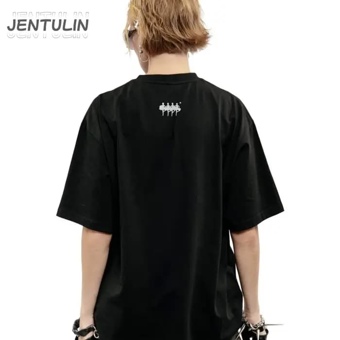 Harajuku Streetwear hommes t-shirt Пусть танцуют лебеди imprimé graphique surdimensionné Hip Hop Y2k mode coréenne rétro vêtements lettre hauts