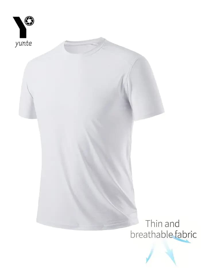 T-shirt col rond 1 pièce blanc ultra-léger pour hommes