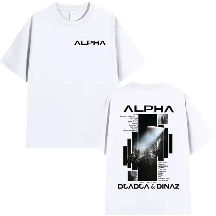 Rappeur Alpha Djadja & Dinaz Album 2025 T-Shirts graphiques hommes Hip Hop gothique à manches courtes T-shirt pur coton