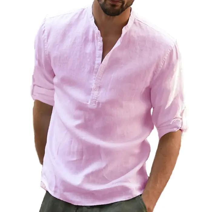 KB nouveaux hommes blouse décontractée coton lin chemise hauts amples à manches longues t-shirt printemps automne