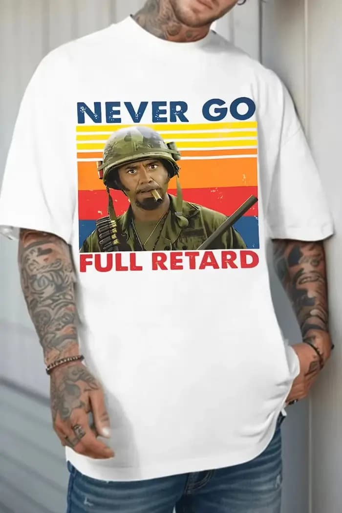 T-shirt imprimé NEVER GO FULL RETARD pour homme et femme