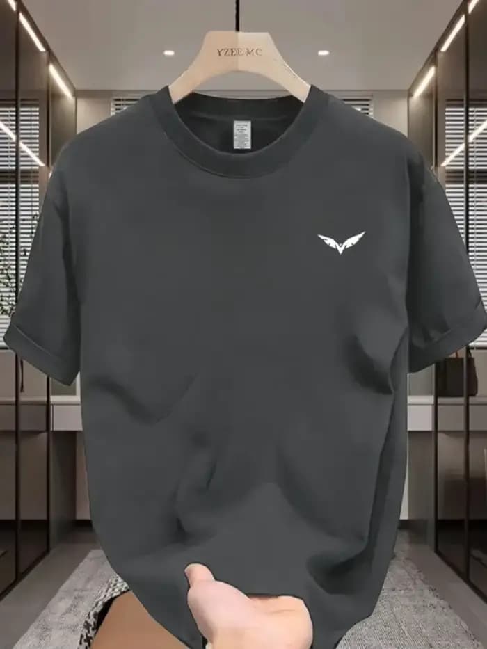 T-shirt décontracté imprimé à motif d'aile simple pour hommes