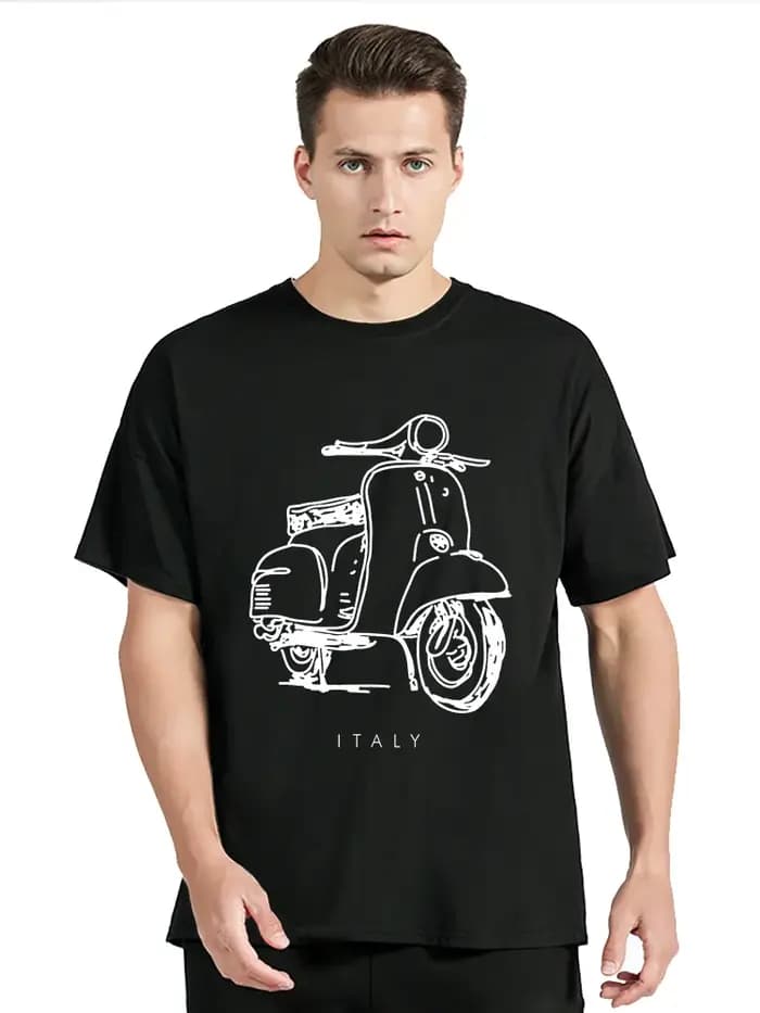 T-shirt de scooter à manches courtes vintage pour hommes