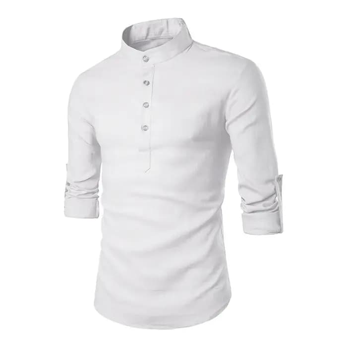 KB nouveaux hommes blouse décontractée coton lin chemise hauts amples à manches longues t-shirt printemps automne