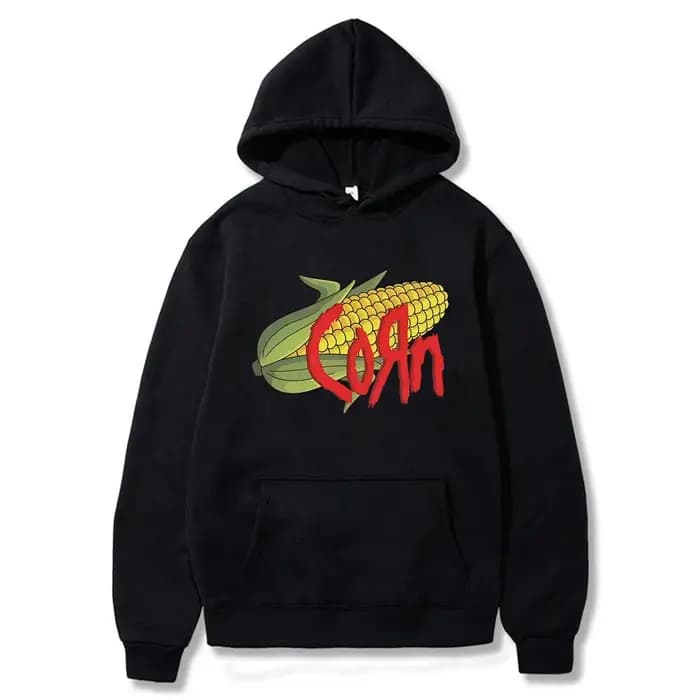 Korn maïs drôle Meme graphique à capuche hommes femmes Vintage gothique Rock sweat homme décontracté polaire coton