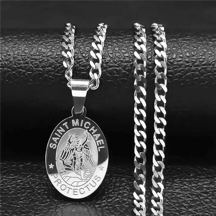 SAINT MICHAEL PROTECT US archange acier inoxydable Saint Michael collier hommes/femmes couleur or pendentif collier bijoux N3032S05
