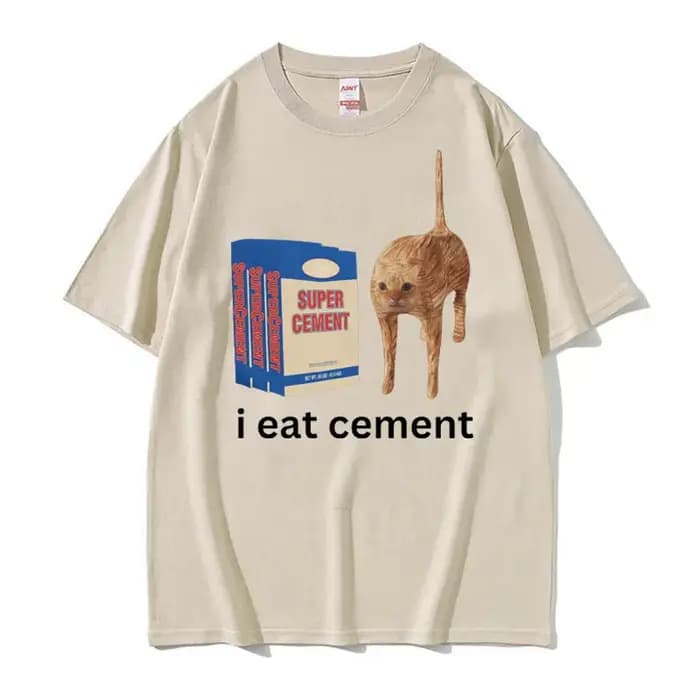 T-shirt homme femme 100% coton, humoristique et décontracté, imprimé marrant, Industries castique, mème de chat aléatoire
