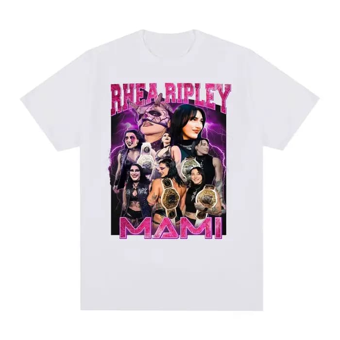 Limité Rhea Ripley Grand Slam 90s Vintage graphique t-shirts hommes femmes mode gothique tendance T-shirt décontracté