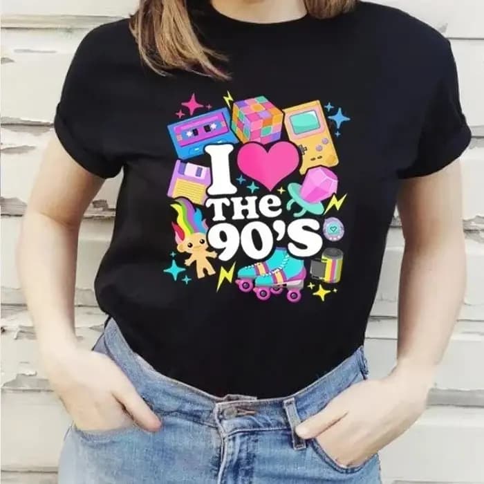 T-shirt « Back To 90s I Love 90 » - Né dans les années 80, mais les années 90 m'ont façonné - Chemis