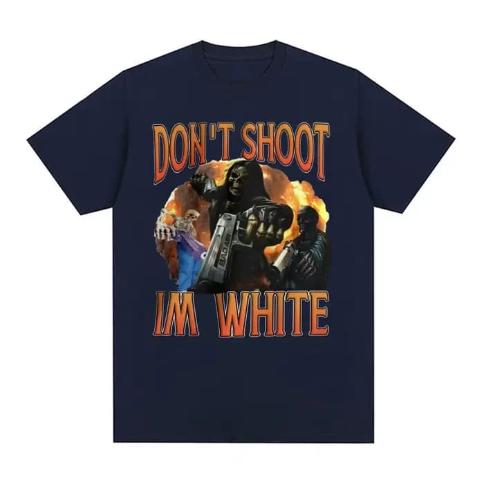 Drôle ne tirez pas, je suis blanc Meme graphique T-shirts pour hommes décontracté Humor à manches courtes T-shirt