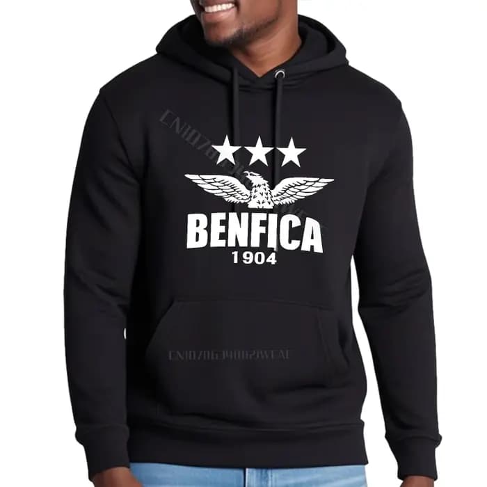 Rock sweat à capuche automne garçons pulls Benfica Logo avec étoiles imprimé homme fermeture éclair décontracté hauts à