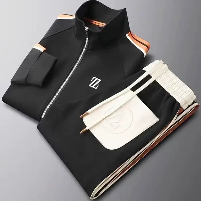 Ensemble de survêtement homme 2025 – Veste et pantalon tendance brodés – Tenue de sport deux pièces