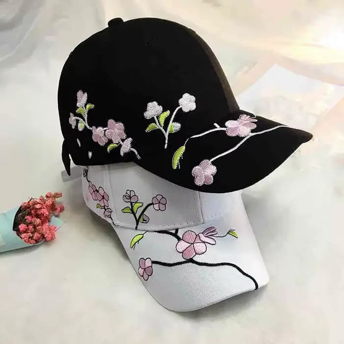 Casquette de Baseball avec broderie de fleurs de prunier pour femmes