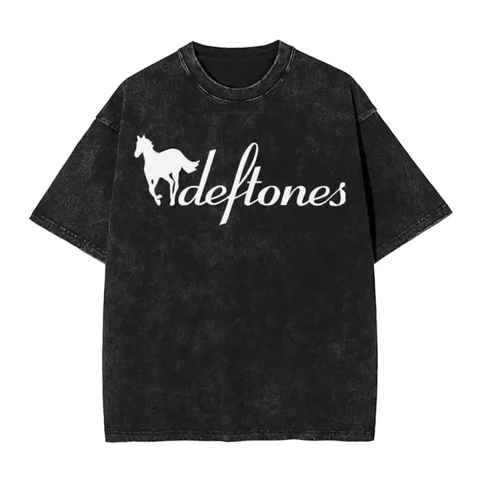 Nouveauté vêtements pour hommes Ohms poney blanc Deftones groupe de Rock lavé à manches courtes col rond Y2k t-shirt