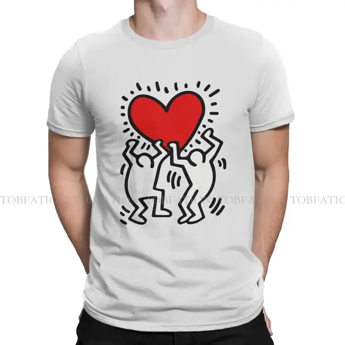 Haring-T-shirt à col rond pour hommes