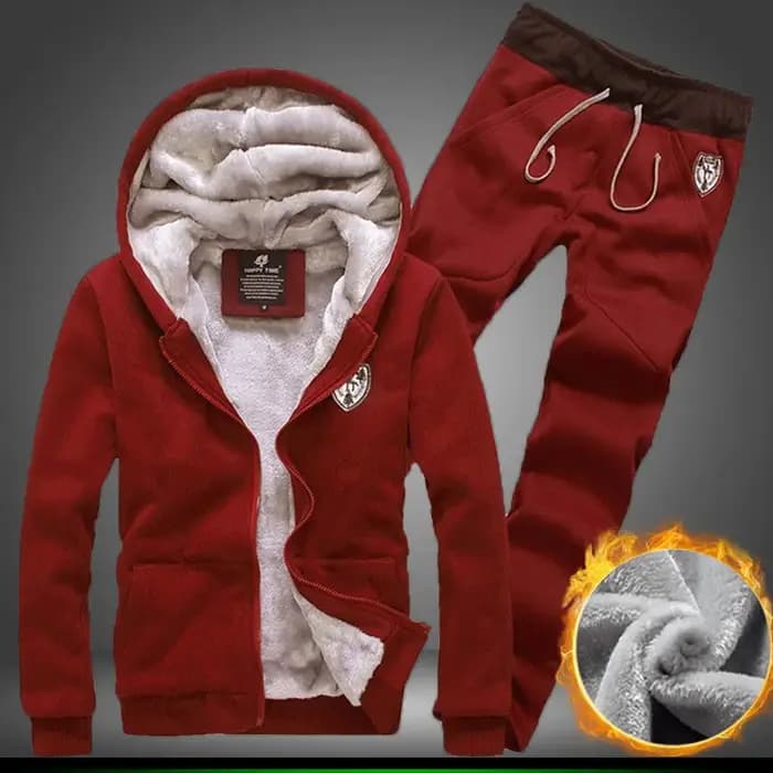 Ensemble automne/hiver tricoté pour hommes, sweat à capuche avec velours épais pour la chaleur, sweat à capuche décontracté, ensemble sweat-shirt, vêtements pour hommes