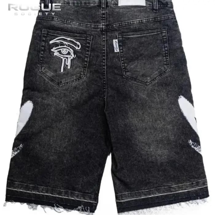 Shorts en jean délavé bleu rétro pour homme