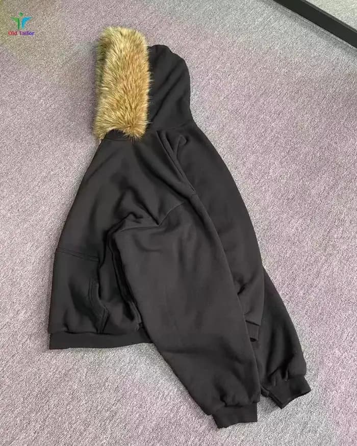 Dernière KANYE 26SS YEY Mountain Eagle col de fourrure détachable épaissi à capuche zippé sweat-shir