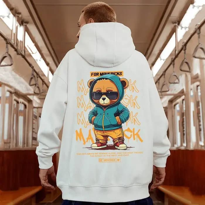 Sweats à capuche à imprimé graphique ours pour hommes
