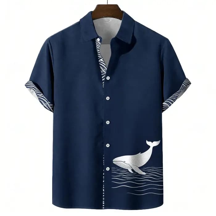 Chemise à manches courtes pour homme avec imprimé palmiers au coucher du soleil