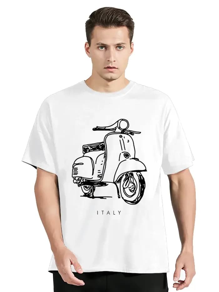 T-shirt de scooter à manches courtes vintage pour hommes