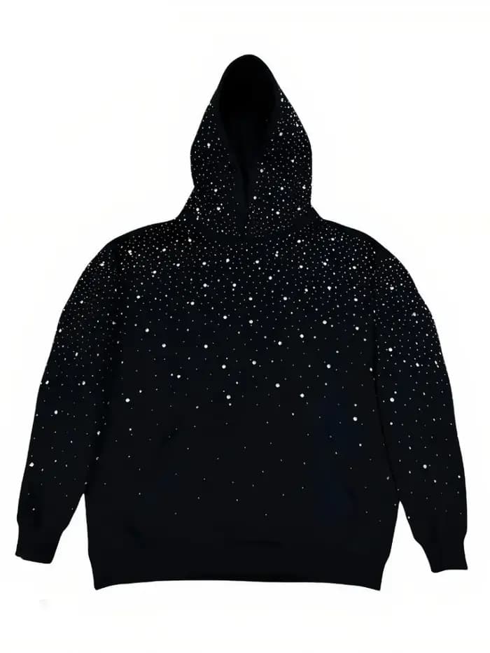 Strass clouté surdimensionné sweat à capuche femmes et hommes étincelle imprimé étoilé pull automne hiver Y2K Streetwear Punk esthétique