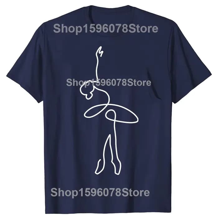 T-shirts amusants BALLERINA LINE ART pour hommes et femmes, t-shirt décontracté à la mode, 100% coton, ample et surdimensionné