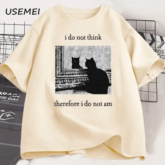 Je ne pense pas là, je ne suis pas T-shirt chat drôle T-shirt Vintage années 90 Witchy Goth Punk T-shirt coton à manches courtes t-shirts