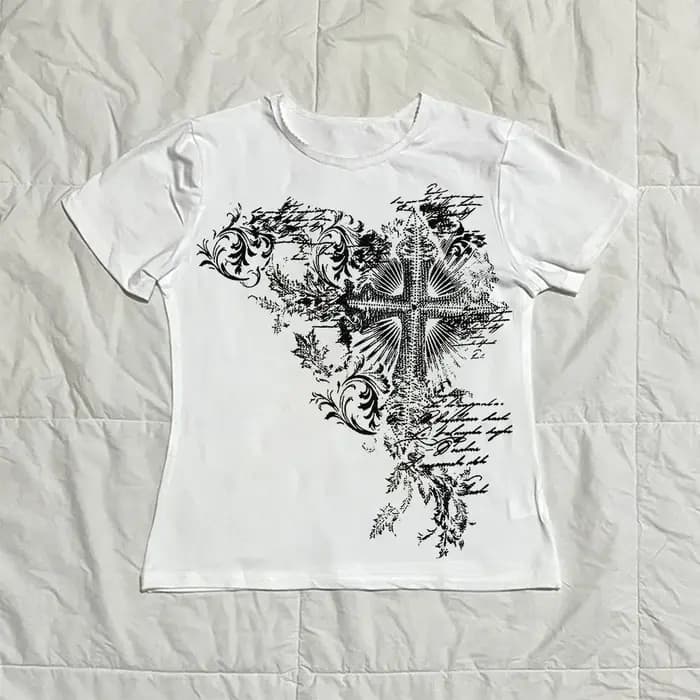T-shirt imprimé style Y2K pour fille Emo