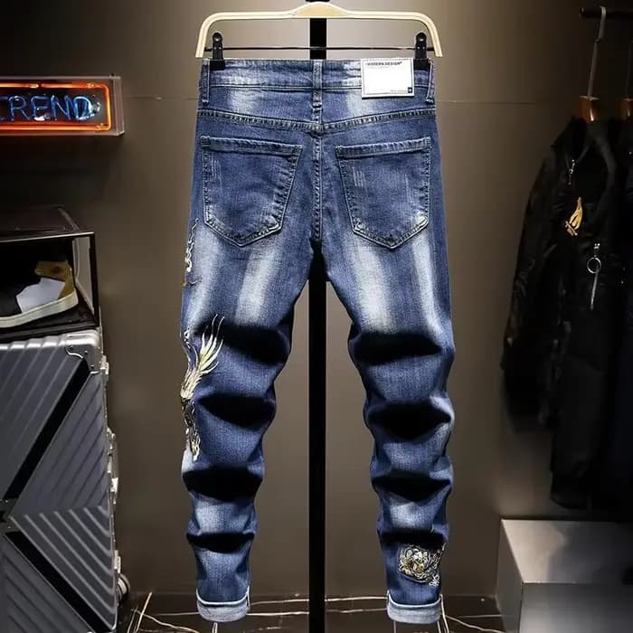 Jean pour hommes pantalon court avec imprimé noir Hip Hop graphique homme Cowboy