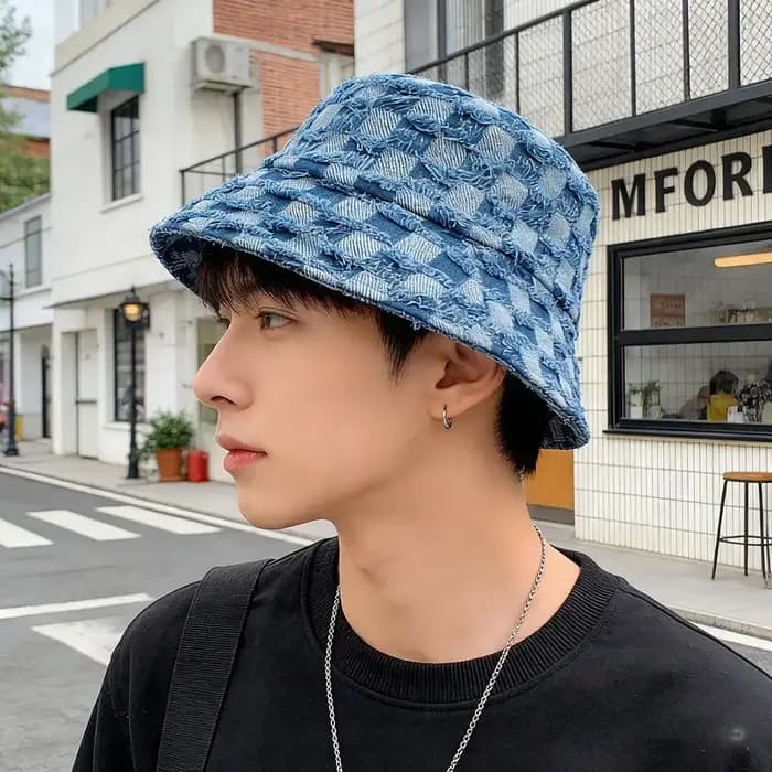 Nouveau chapeau en jean à carreaux 1 pièce