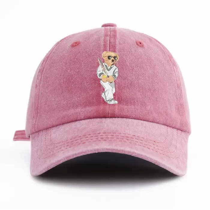 Casquette de baseball délavée à imprimé ours pour adultes, style rétro minimaliste, décontractée, do