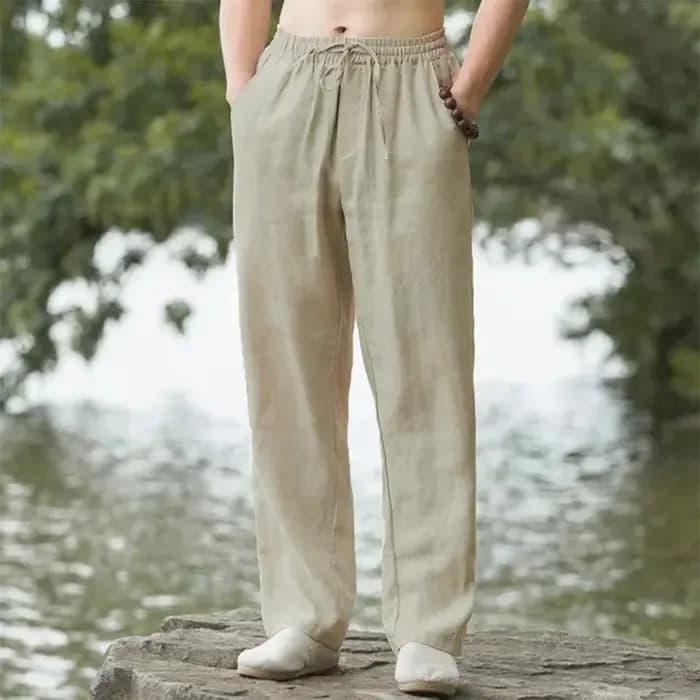 Nouveaux pantalons de plage pour hommes Joggers mode coton lin